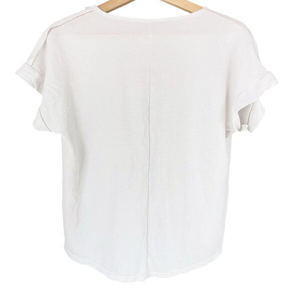 Made in Italy High-Quality White Cuffed Short-Sleeve Tee Size M Capsule Wardrobe - Picture 5 of 7